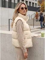 Dámská zateplená vesta bez kapuce, béžová, FashionStreet TY5726 Dámská zateplená vesta bez kapuce, béžová, FashionStreet TY5726