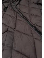 Dlouhá hnědá dámská zimní bunda s kapucí Libland (7832)