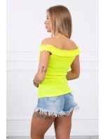 Španělská halenka s volánky žlutá neonová Španělská halenka s volánky žlutá neonová