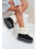 Dámské Sněhule Na Platformě S Kožíškem A Vzorem Černé Deepanti