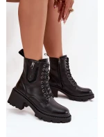 Kožené dámské kotníčkové boty na klínku vyhřívané Vinceza 86418 Černé