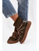 Dámské sněhule s tkaničkami tmavě zelené Isalisse