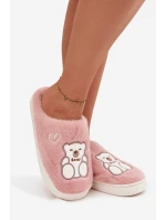 Kožešinové pantofle s medvědem růžové Noralie Kožešinové pantofle s medvědem růžové Noralie
