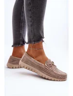 Béžové dámské mokasíny s mašlí Béžové dámské mokasíny s mašlí