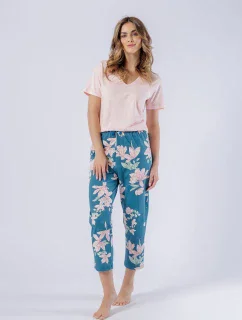 Pyžamo Leveza 1577 Celeste kr/r M-2XL