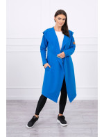Dlouhý kabát s kapucí chrpově modrý