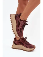 Kožené Sneakersy Na Platformě Dámské Big Star SS274625 HI-POLY SYSTEM Bordové Kožené Sneakersy Na Platformě Dámské Big Star SS274625 HI-POLY SYSTEM Bordové