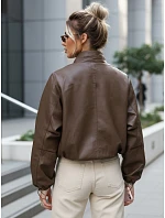 Dámská kožená bunda bomber TY5596 hnědá  - FashionStreet