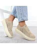 Dámská obuv na platformě se šněrováním béžová Vinceza 17371