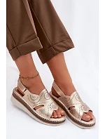 Kožené sandály na platformě S.Barski GR61-5916 Zlaté Kožené sandály na platformě S.Barski GR61-5916 Zlaté