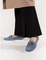 Zajímavé dámské  mokasíny modré platforma