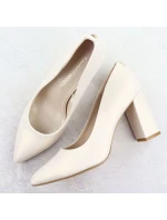 Béžové lodičky Sergio Leone PB216 s perleťovým jehlovým podpatkem