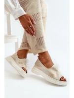 Zazoo 2939 Dámské kožené sandály s mašlí Zlatý otěr