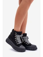 Dámské Zateplené Botky Trapery Na Platformě Černé Alcyhen