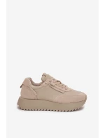 Kožené dámské tenisky na platformě Artiker 55C0021 béžové
