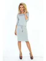 Dámské sportovní šaty netopýří střih na zavazování s kapsami šedé - Šedá - Numoco