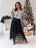 RIBBLOOM dámský svetr s mašlemi grafitový FashionStreet MY2361 RIBBLOOM dámský svetr s mašlemi grafitový FashionStreet MY2361