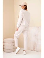 Dámský viskózový komplet v úpravě "masełko" s lampasy béžový