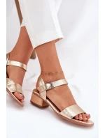 Kožené Dámské Sandály Na Podpatku Maciejka N6802-25 Zlaté