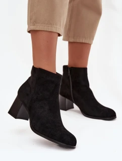 Dámské kotníkové boty na podpatku Eko semiš Černé Marilou