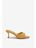 Žabky z umělého semiše na podpatku Žluté Melissea