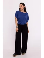 B287 Viskózový top s výstřihem na ramena - modrý B287 Viskózový top s výstřihem na ramena - modrý