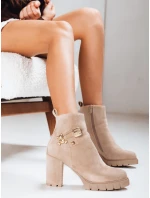 Dámské semišové kozačky na podpatku béžové FashionStreet ZY1265 Dámské semišové kozačky na podpatku béžové FashionStreet ZY1265