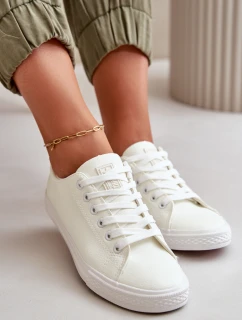 Dámské kožené šněrovací klasické tenisky bílé Misima