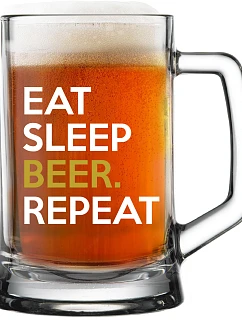 EAT SLEEP BEER. REPEAT - pivní sklenice 0,5 l