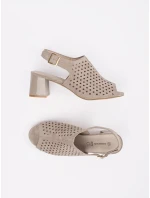 Pohodlné hnědé  sandály dámské na širokém podpatku