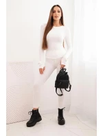 Komplet dámský z pruhované viskózy s dlouhým rukávem a legínami ecru Komplet dámský z pruhované viskózy s dlouhým rukávem a legínami ecru