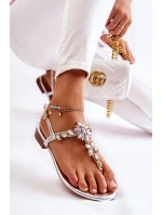 Dámské sandály žabky s kubickými zirkony stříbrne Solea