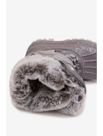 Dětské sněhule s kožíškem na suchý zip Lee Cooper – šedé