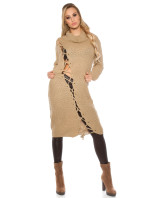 Trendy KouCla pletené šaty s XL límcem