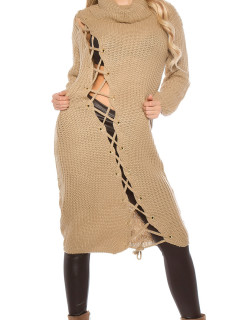 Trendy KouCla pletené šaty s XL límcem