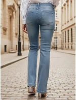 Dámské džínové zvonové kalhoty s květinou FLOWERSSE modré FashionStreet UY2677 Dámské džínové zvonové kalhoty s květinou FLOWERSSE modré FashionStreet UY2677