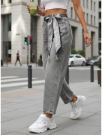 Dámské džíny balonového střihu s páskem šedé FashionStreet UY2888