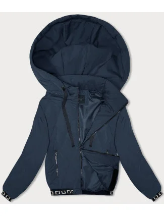 Tmavě modrá prošívaná bunda s ozdobnými stahovacími lemy (16M9086-215) Tmavě modrá prošívaná bunda s ozdobnými stahovacími lemy (16M9086-215)