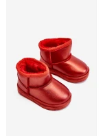 Dětské sněhule s kožešinou Červené Scooby