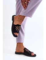 Lesklé dámské sandály s ozdobami S.Barski KV27-063 černé Lesklé dámské sandály s ozdobami S.Barski KV27-063 černé