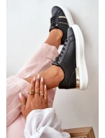 Módní dámské sneakers na platformě z eko kůže černé Nevisase