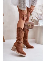 Dámské Kozačky Do Poloviny Lýtka Na Podpatku Zateplené Camel Ivanelis