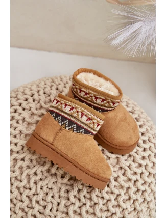 Dětské Snežné Boty S Vzorovaným Vložkem Zateplené Kožíškem Camel Mirirae Dětské Snežné Boty S Vzorovaným Vložkem Zateplené Kožíškem Camel Mirirae