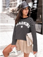 AURORA dámský pruhovaný svetr černý FashionStreet MY2074