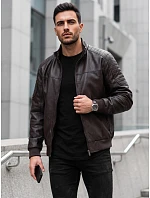 Pánská kožená zateplená bunda s kapucí, tmavě hnědá, FashionStreet TX5140 Pánská kožená zateplená bunda s kapucí, tmavě hnědá, FashionStreet TX5140