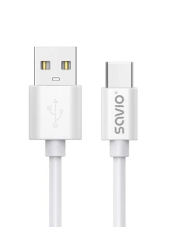 KABEL SAVIO USB-A - USB-C, 3 M, BÍLÝ, CL-168