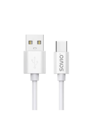 KABEL SAVIO USB-A - USB-C, 3 M, BÍLÝ, CL-168