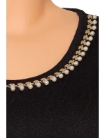 Společenské značkové šaty LUXESTAR zdobené perlami krátké černé - Černá - LUXESTAR