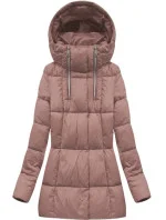 Krátká dámská zimní bunda ve starorůžové barvě se zipy (7750) Krátká dámská zimní bunda ve starorůžové barvě se zipy (7750)