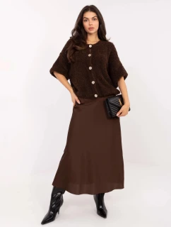 Hnědá saténová maxi sukně (A2797)